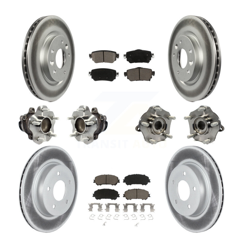 Hub Bearing Coated Brake Rotor Pads Front Rear Kit (10Pc) For Nissan Rogue Sport