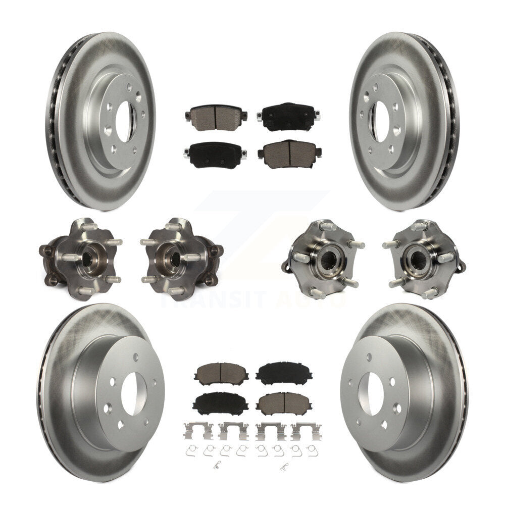 Hub Bearing Coated Brake Rotor Pads Front Rear Kit (10Pc) For Nissan Rogue Sport