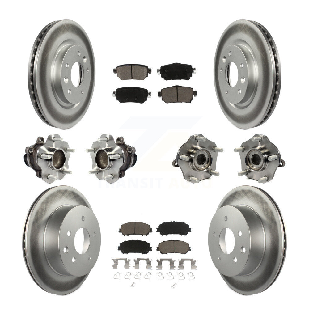 Hub Bearing Coated Brake Rotor Pads Front Rear Kit (10Pc) For Nissan Rogue Sport