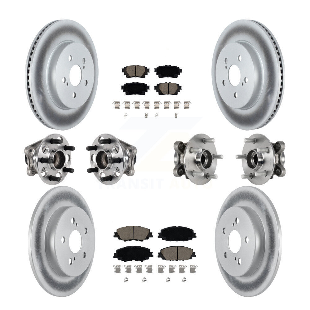 Hub Bearing Coated Disc Brake Rotor Pad Front Rear Kit (10Pc) For Toyota Corolla