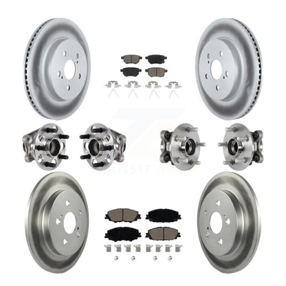 Hub Bearing Coated Brake Rotor Pads Front Rear Kit (10Pc) For Toyota Prius Prime