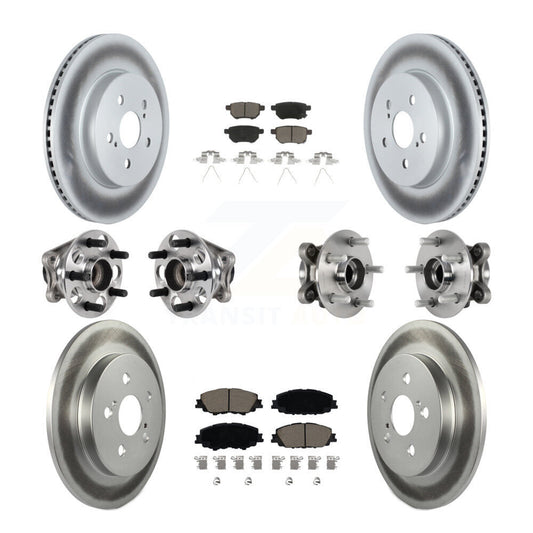 Hub Bearing Coated Brake Rotor Pads Front Rear Kit (10Pc) For Toyota Prius Prime