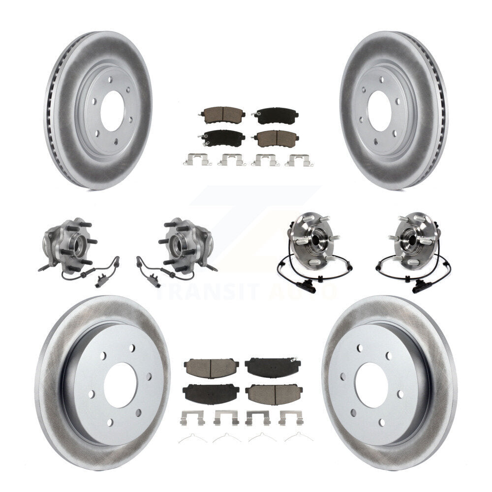 Hub Bearing Coated Brake Rotor & Pad Front Rear Kit (10Pc) For Nissan Armada AWD