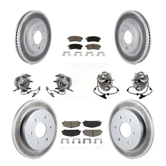 Hub Bearing Coated Brake Rotor & Pad Front Rear Kit (10Pc) For Nissan Armada AWD