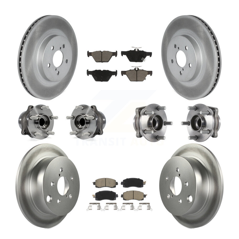 Hub Bearing Coated Brake Rotor & Pads Front Rear Kit (10Pc) For Subaru Crosstrek