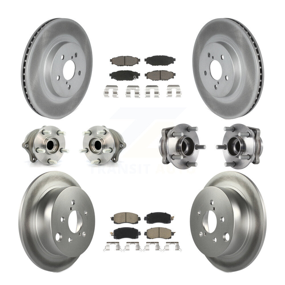 Hub Bearing Coated Brake Rotor & Pads Front Rear Kit (10Pc) For Subaru Crosstrek