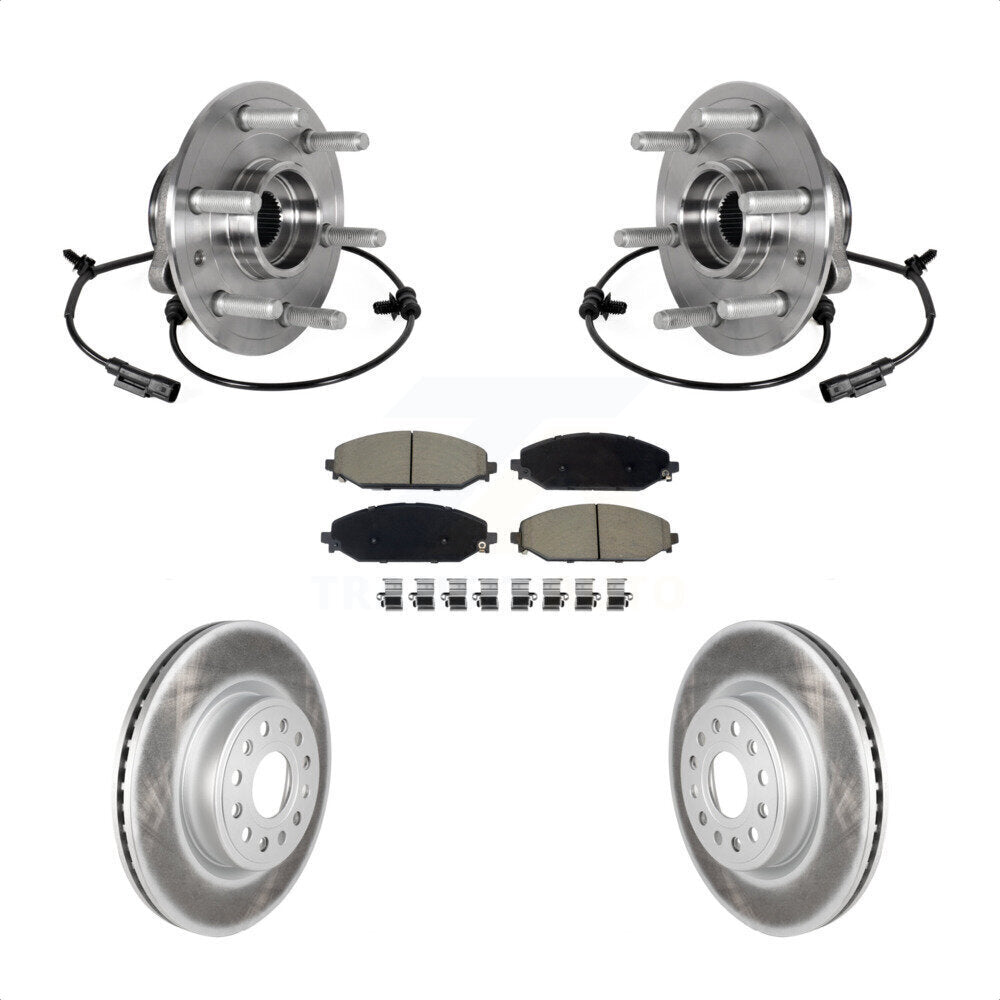 Hub Bearing Assembly Coated Disc Brake Rotors And Pads Front Kit For Ram 1500