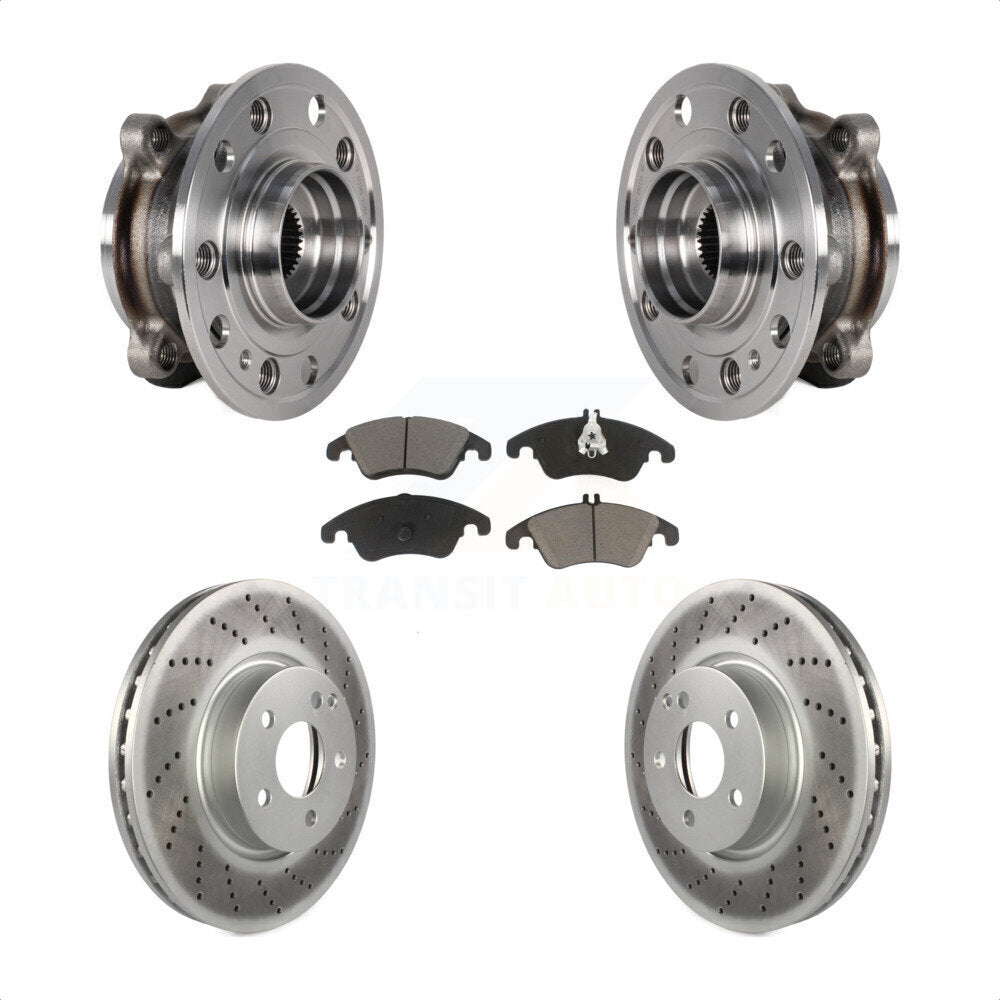 Hub Bearing Coated Brake Rotor And Pad Front Kit For 2017 Mercedes-Benz E400 AWD