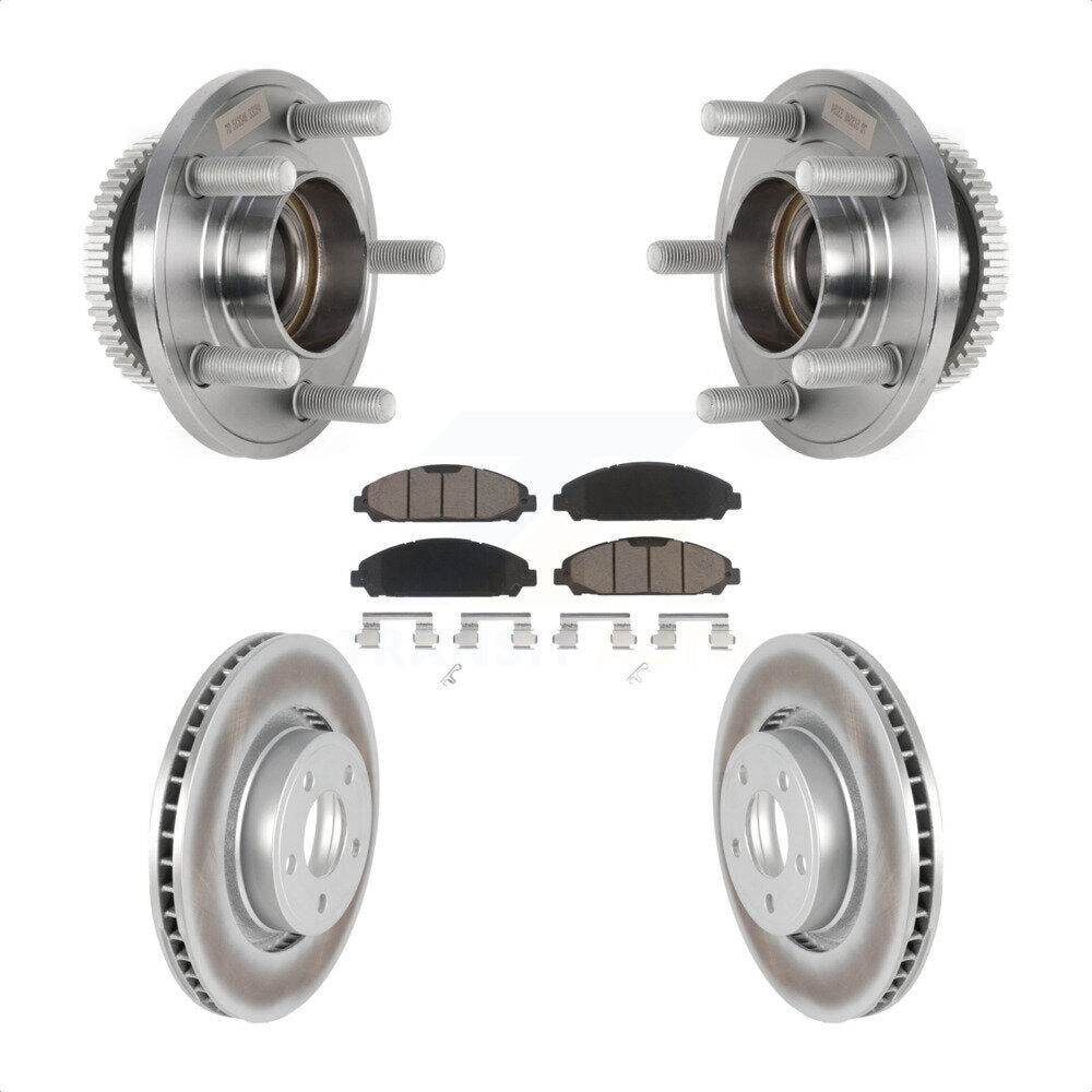 Hub Bearing Assembly Coated Disc Brake Rotor And Pads Front Kit For Ford Mustang