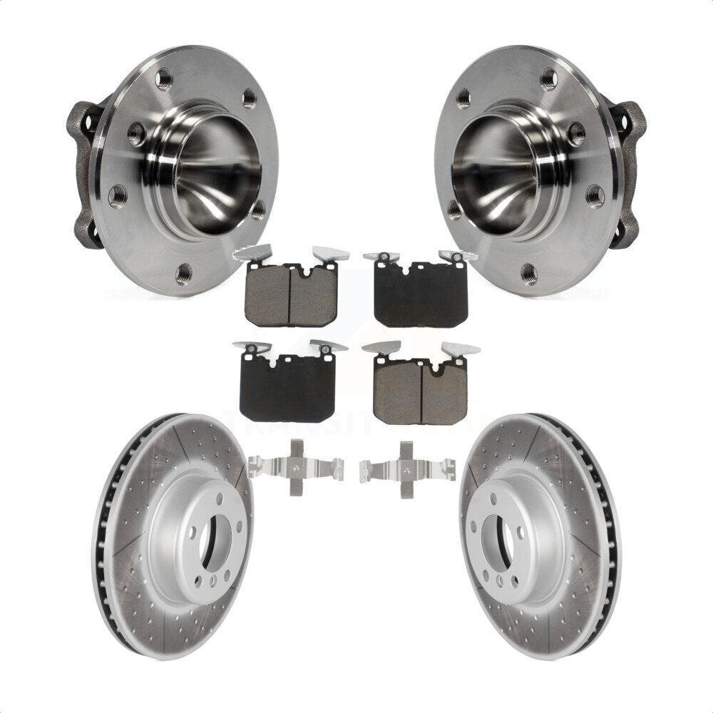 Hub Bearing Coated Brake Rotor & Pad Front Kit For 2013 BMW 328i Sedan with 3.0L
