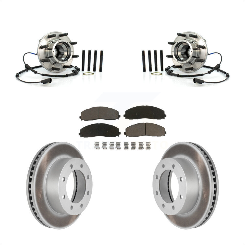 Hub Bearing Coated Brake Rotor Pads Front Kit For 2013 Ford F-250 Super Duty 4WD
