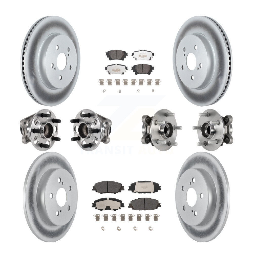 Hub Bearing Coated Disc Brake Rotor Pad Front Rear Kit (10Pc) For Toyota Corolla