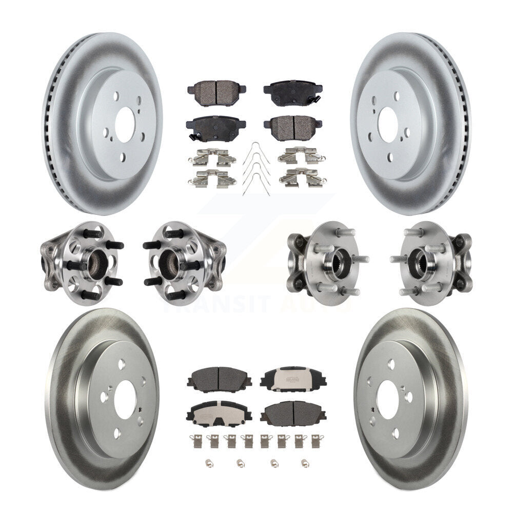 Hub Bearing Coated Brake Rotor Pads Front Rear Kit (10Pc) For Toyota Prius Prime