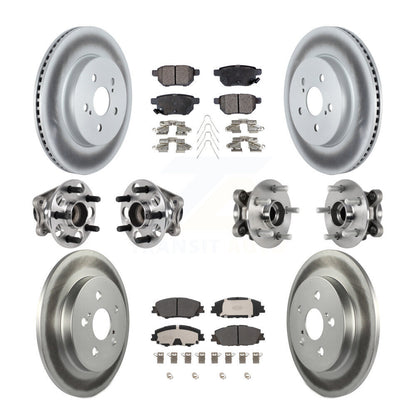 Hub Bearing Coated Brake Rotor Pads Front Rear Kit (10Pc) For Toyota Prius Prime