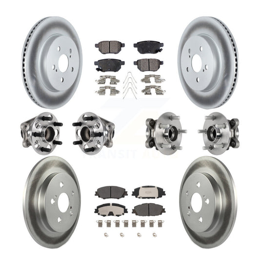 Hub Bearing Coated Brake Rotor Pads Front Rear Kit (10Pc) For Toyota Prius Prime