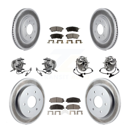 Hub Bearing Coated Brake Rotor & Pad Front Rear Kit (10Pc) For Nissan Armada AWD