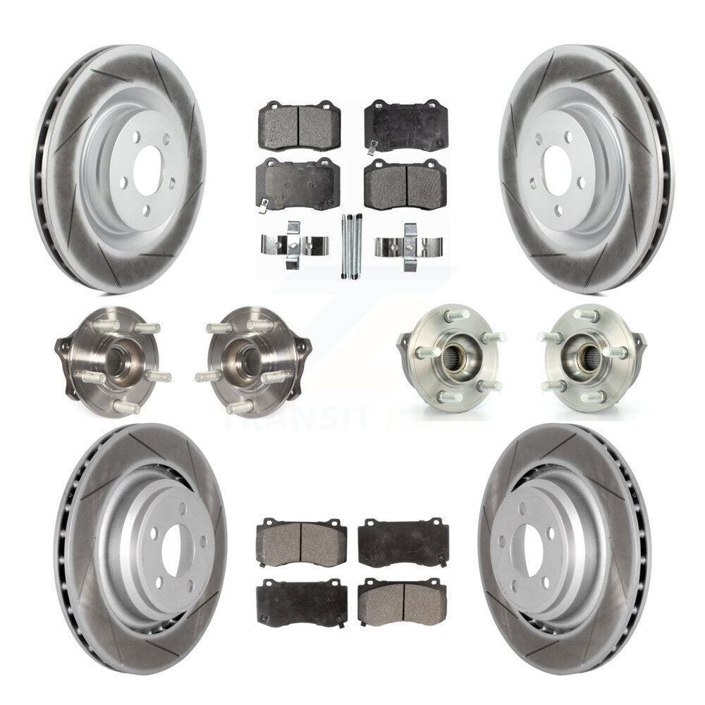 Hub Bearing Coated Brake Rotor & Pads Front Rear Kit (10Pc) For Dodge Challenger