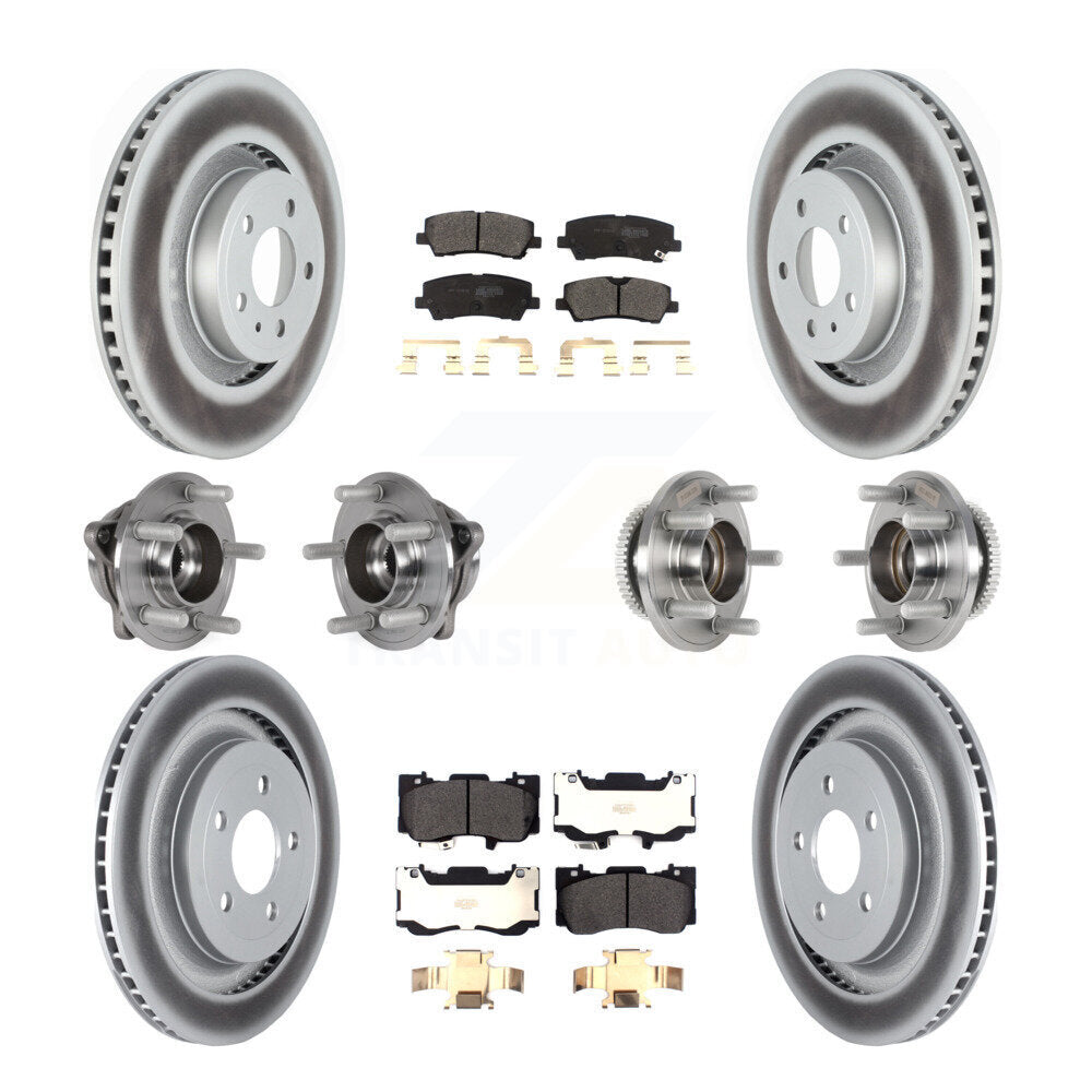 Hub Bearing Coated Disc Brake Rotor & Pad Front Rear Kit (10Pc) For Ford Mustang