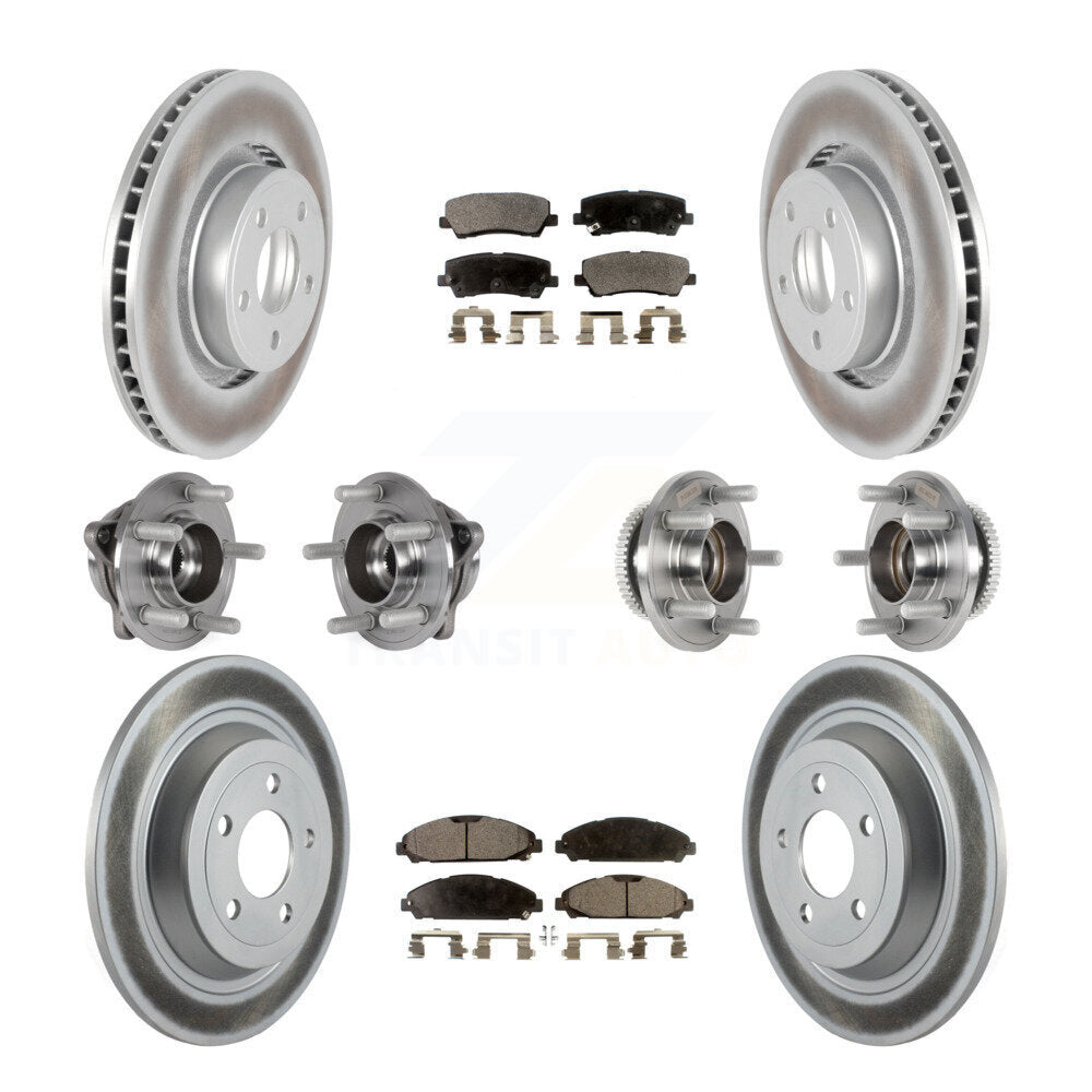 Hub Bearing Coated Disc Brake Rotor & Pad Front Rear Kit (10Pc) For Ford Mustang