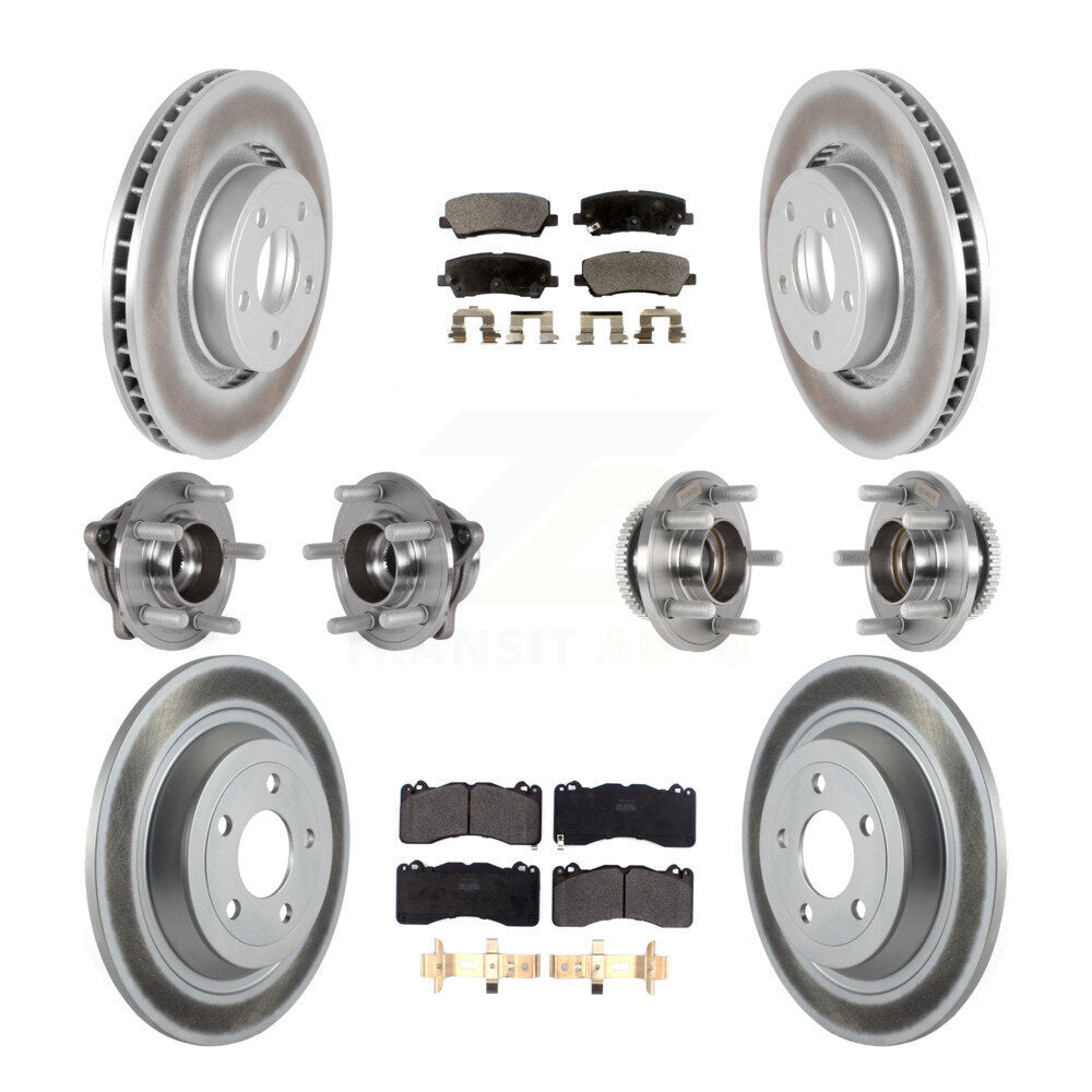 Hub Bearing Coated Disc Brake Rotor & Pad Front Rear Kit (10Pc) For Ford Mustang