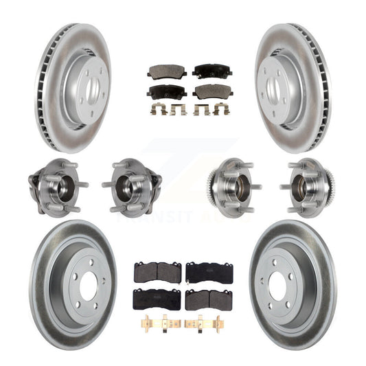 Hub Bearing Coated Disc Brake Rotor & Pad Front Rear Kit (10Pc) For Ford Mustang