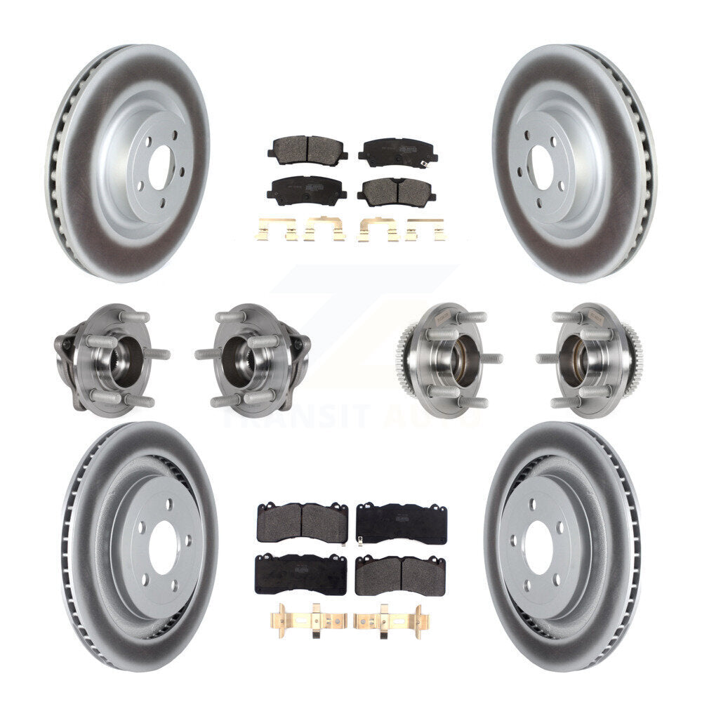 Hub Bearing Coated Disc Brake Rotor & Pad Front Rear Kit (10Pc) For Ford Mustang