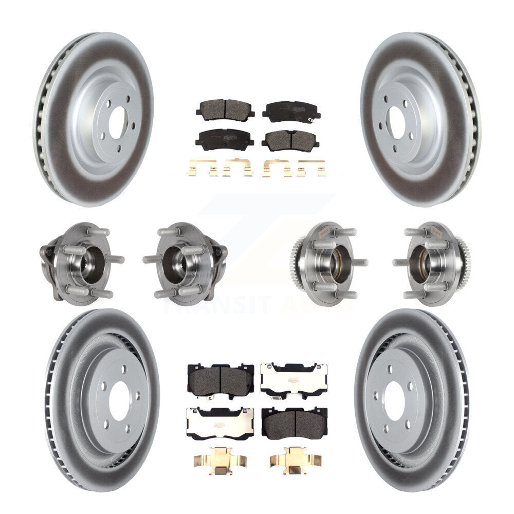 Hub Bearing Coated Disc Brake Rotor & Pad Front Rear Kit (10Pc) For Ford Mustang