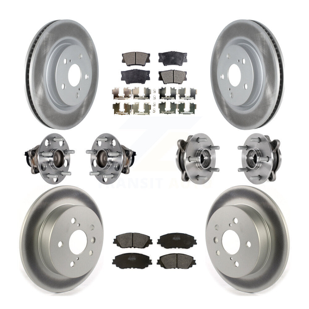 Hub Bearing Coated Disc Brake Rotor & Pad Front Rear Kit (10Pc) For Toyota Camry