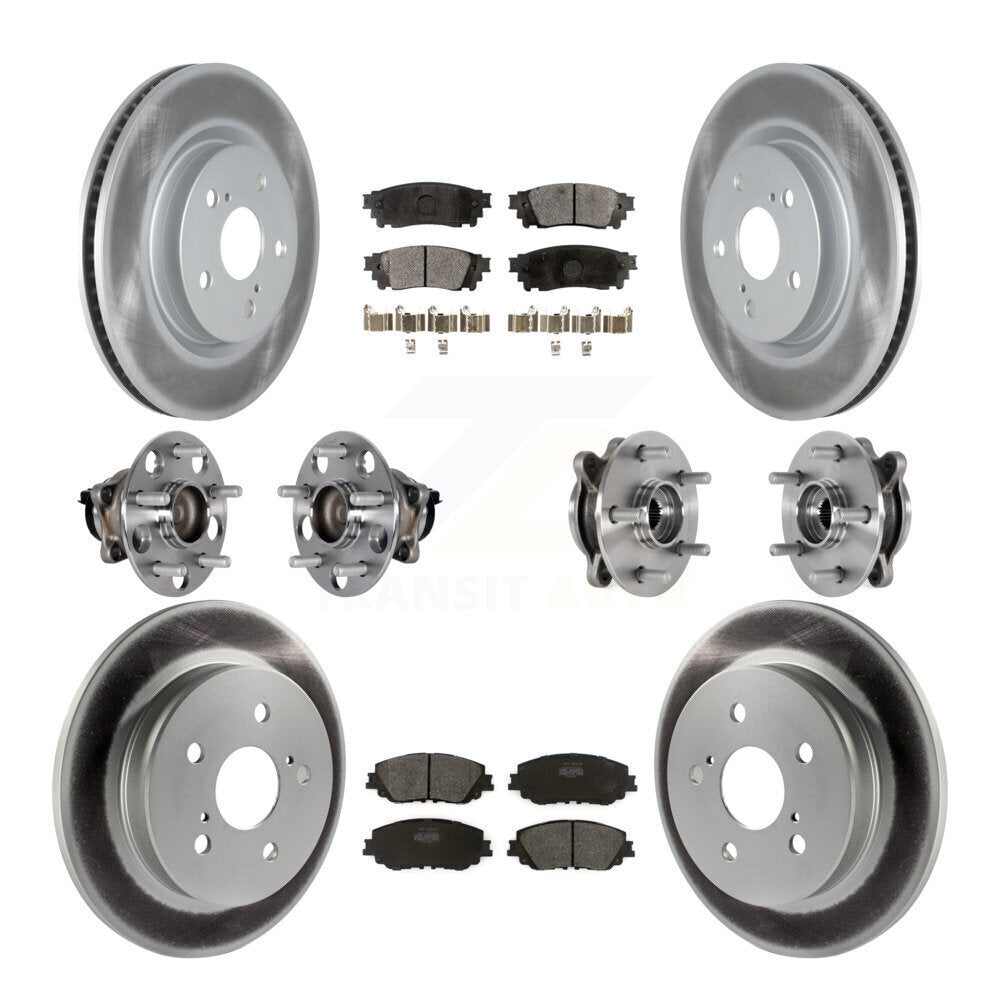 Hub Bearing Coated Disc Brake Rotor & Pad Front Rear Kit (10Pc) For Toyota Camry
