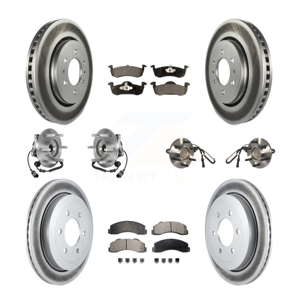 Hub Bearing Coated Brake Rotor Pad Front Rear Kit (10Pc) For Ford Expedition RWD
