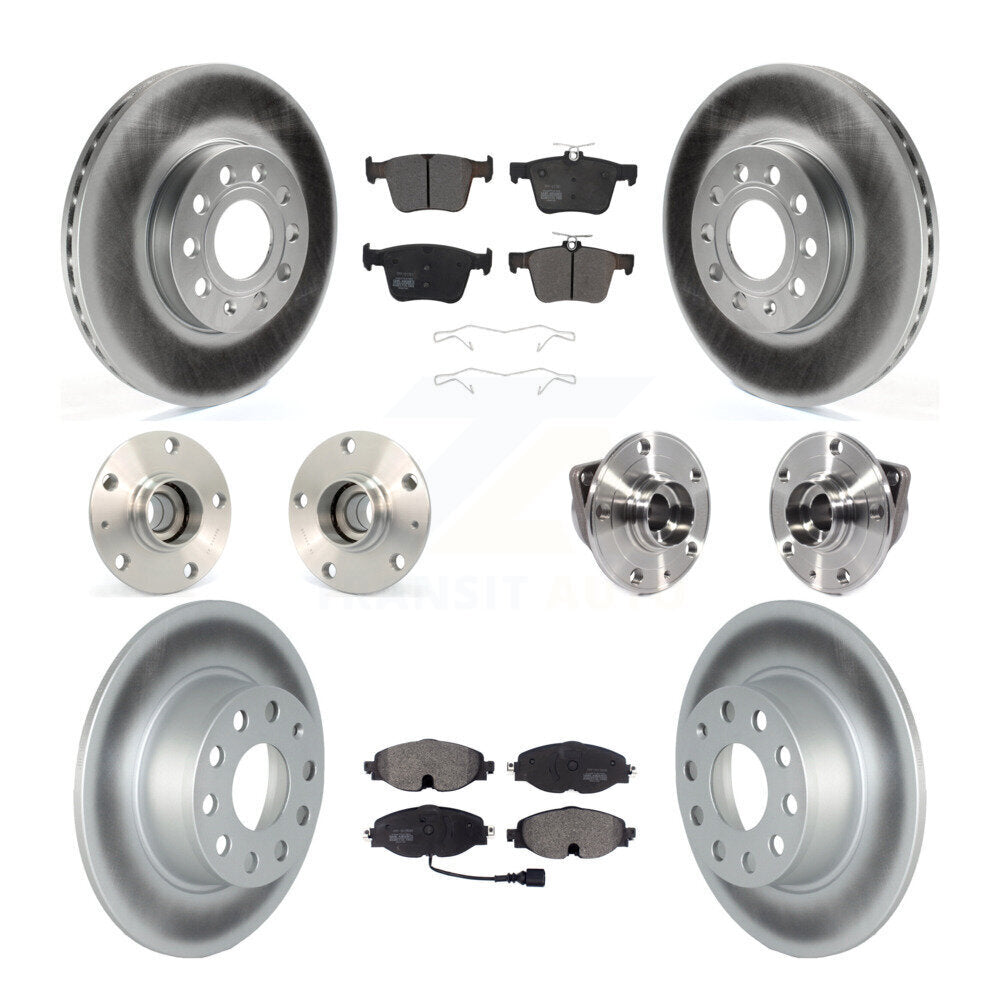 Hub Bearing Coat Brake Rotor Pad Front Rear Kit (10Pc) For Volkswagen Jetta 1.4L