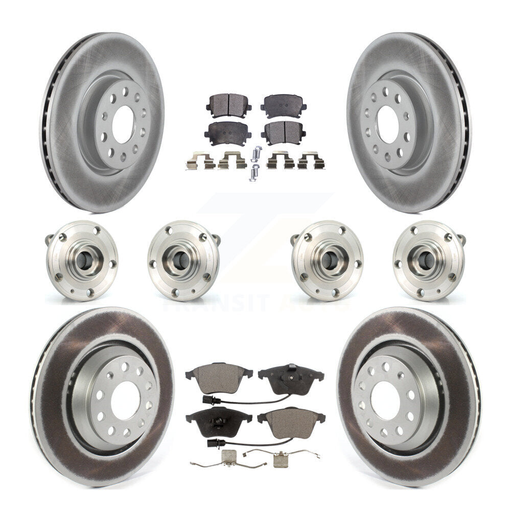 Hub Bearing Coated Disc Brake Rotor Pads Front Rear Kit (10Pc) For Volkswagen CC