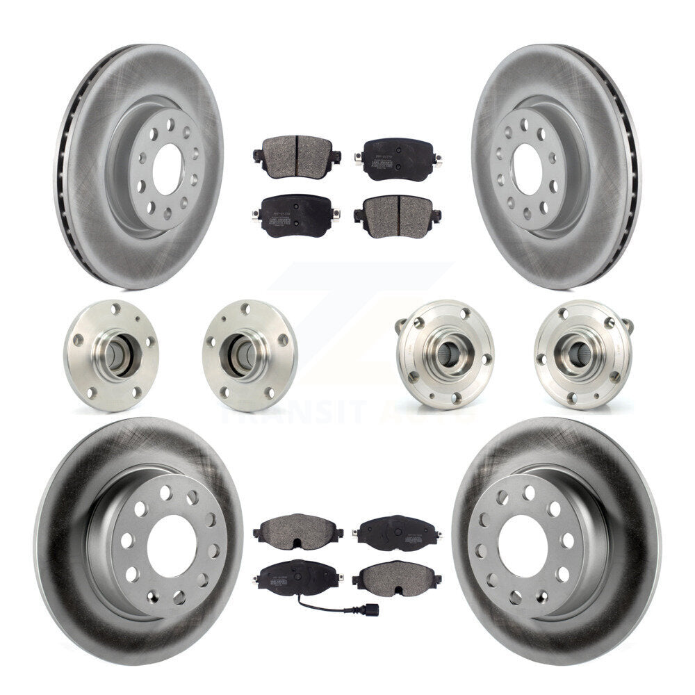 Hub Bearing Coated Brake Rotor & Pad Front Rear Kit (10Pc) For Volkswagen Passat