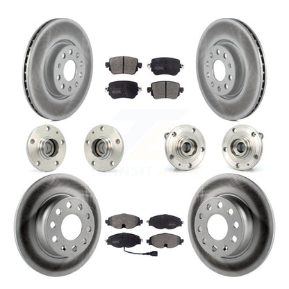 Hub Bearing Coated Brake Rotor & Pad Front Rear Kit (10Pc) For Volkswagen Passat
