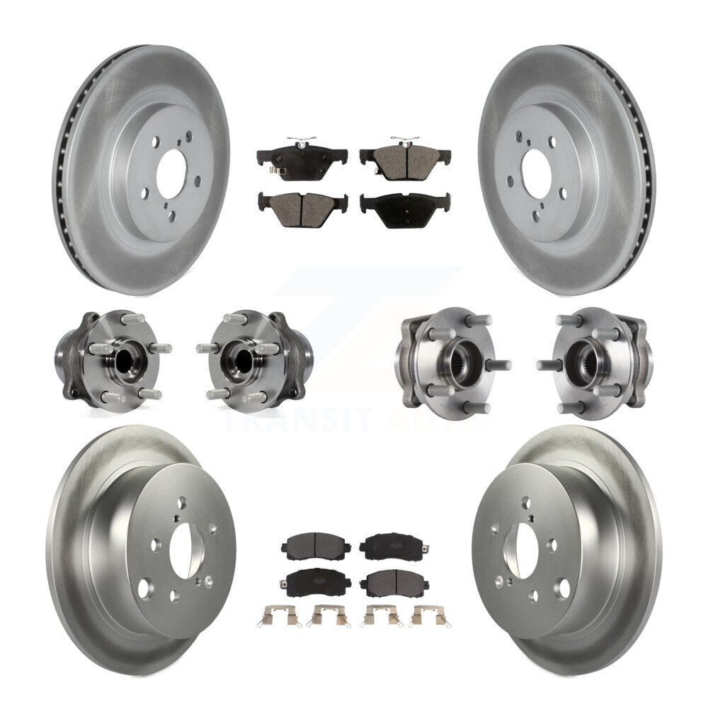 Hub Bearing Coated Brake Rotor & Pads Front Rear Kit (10Pc) For Subaru Crosstrek