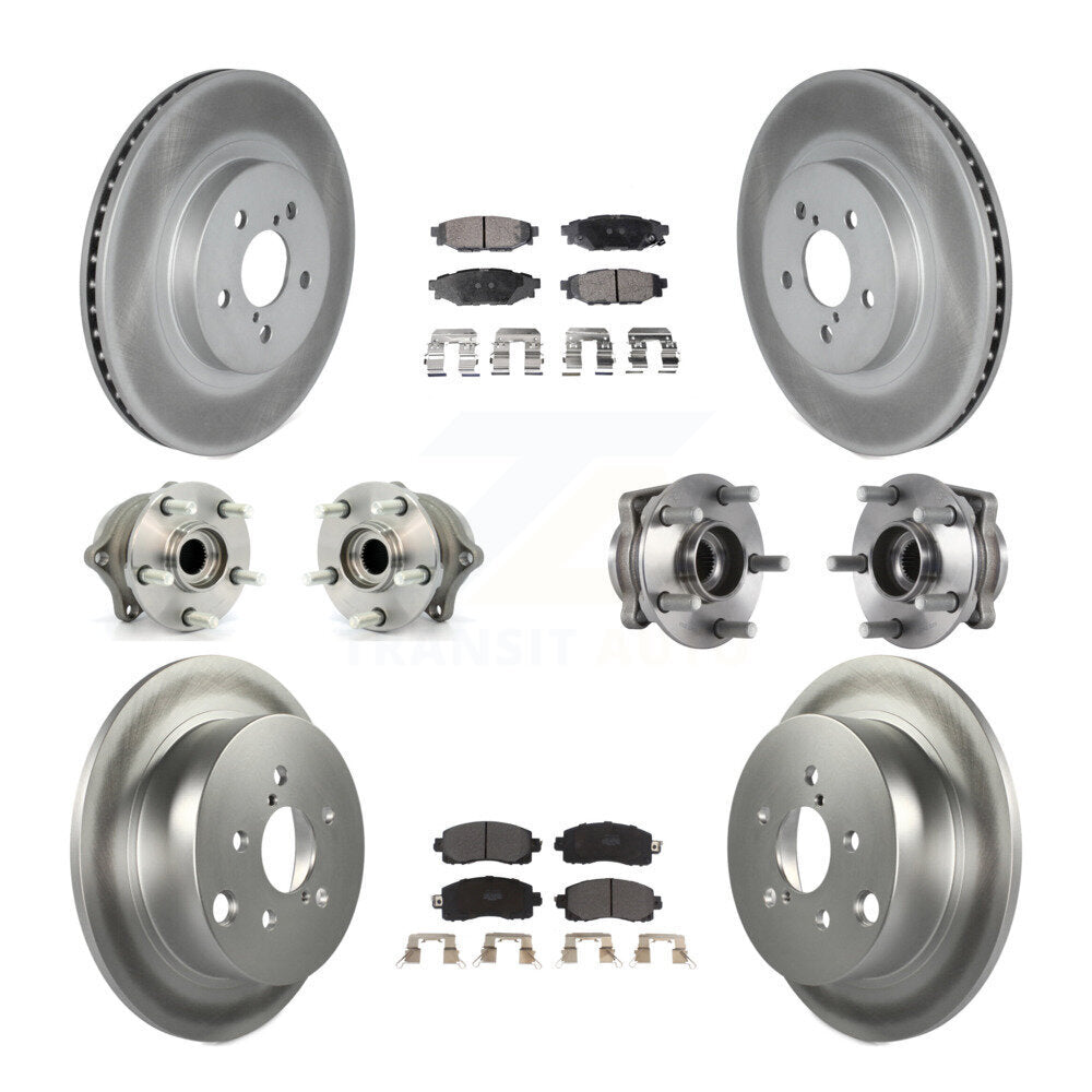Hub Bearing Coated Brake Rotor & Pads Front Rear Kit (10Pc) For Subaru Crosstrek