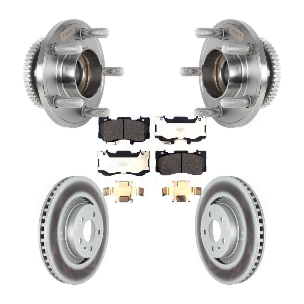 Hub Bearing Assembly Coated Disc Brake Rotor And Pads Front Kit For Ford Mustang