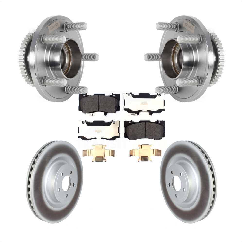 Hub Bearing Assembly Coated Disc Brake Rotor And Pads Front Kit For Ford Mustang