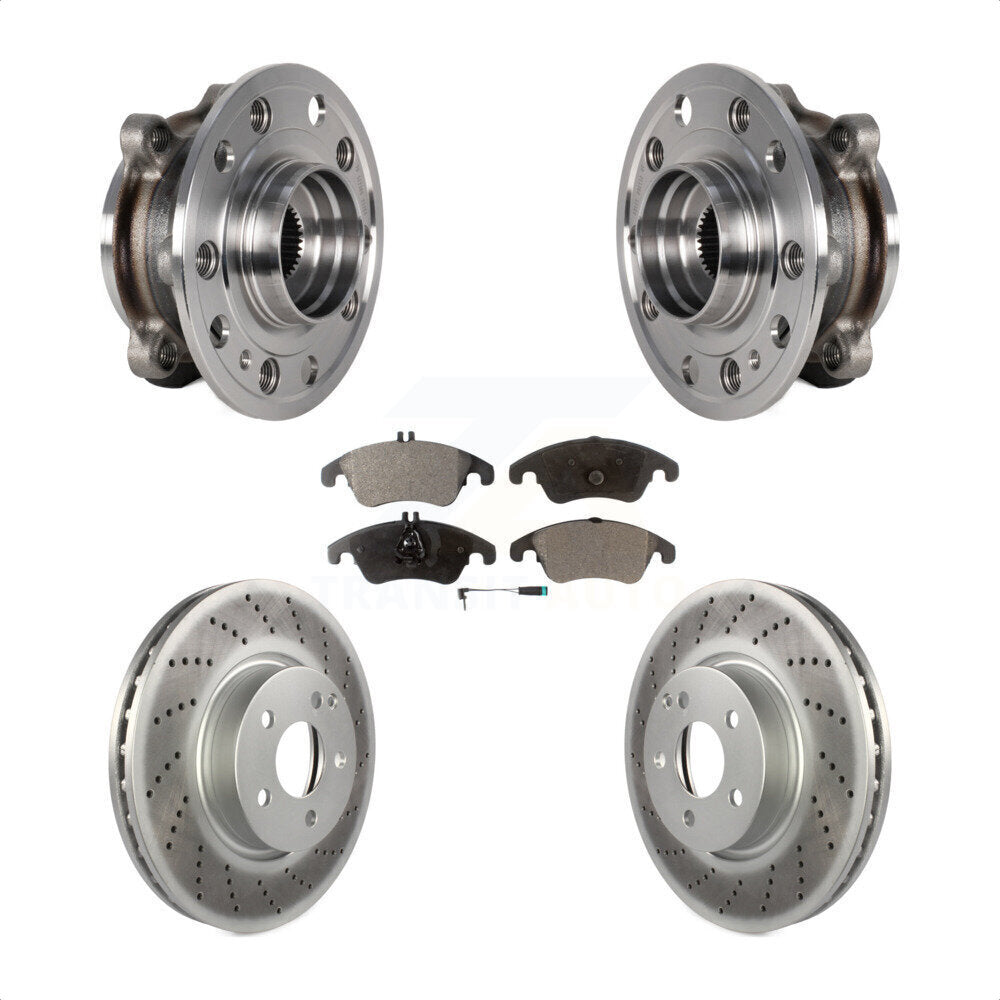 Hub Bearing Coated Brake Rotor And Pad Front Kit For 2017 Mercedes-Benz E400 AWD