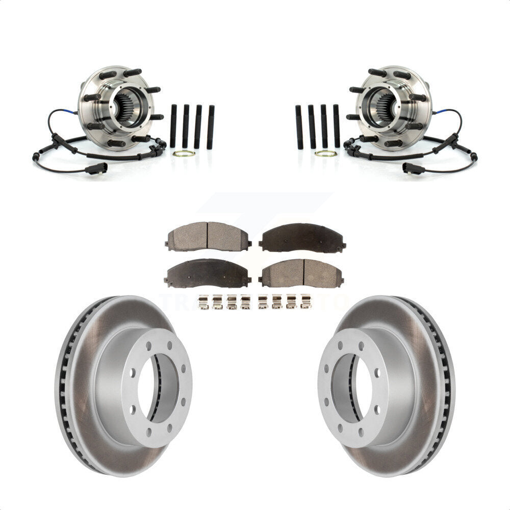 Hub Bearing Coated Brake Rotor Pads Front Kit For 2013 Ford F-250 Super Duty 4WD
