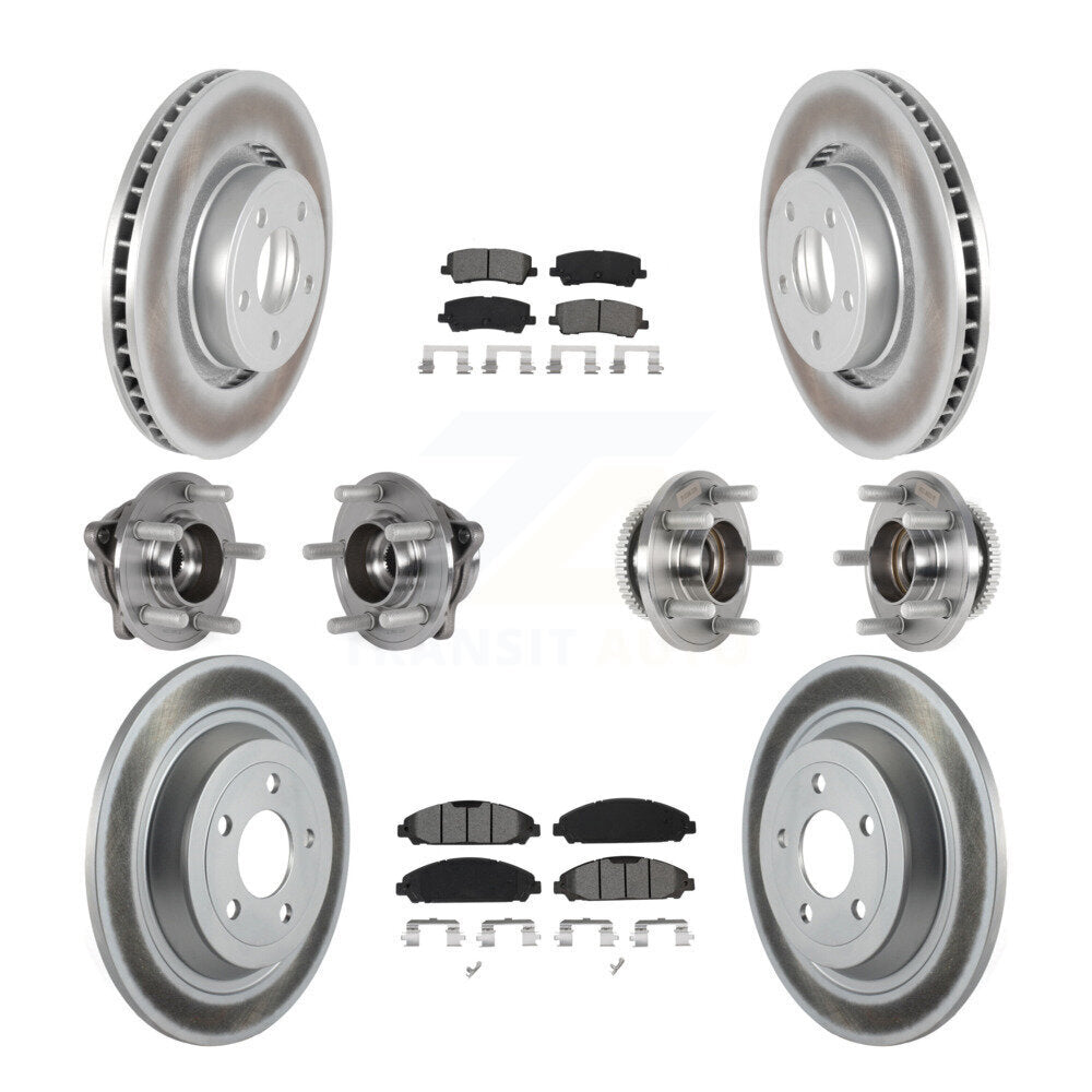 Hub Bearing Coated Disc Brake Rotor & Pad Front Rear Kit (10Pc) For Ford Mustang