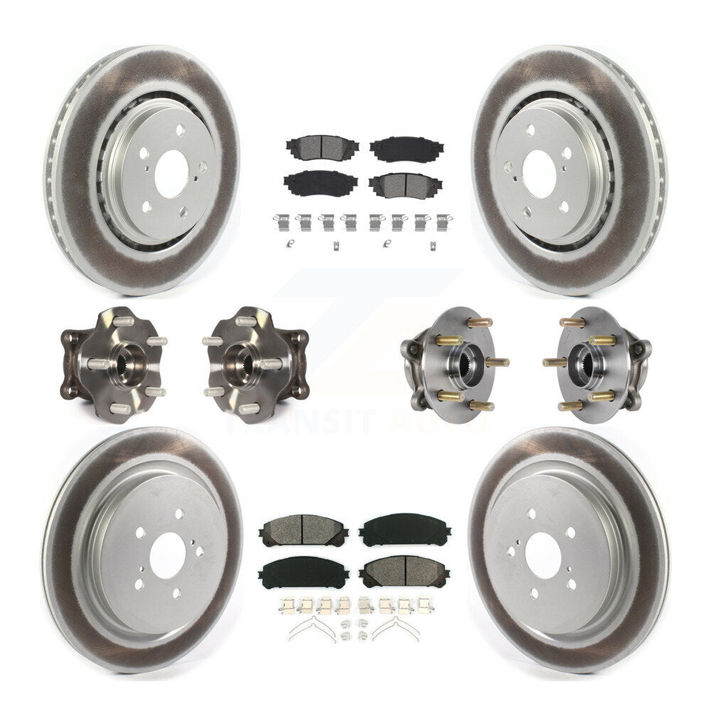 Hub Bearing Coated Brake Rotor Pads Front Rear Kit (10Pc) For Lexus RX350 RX450h