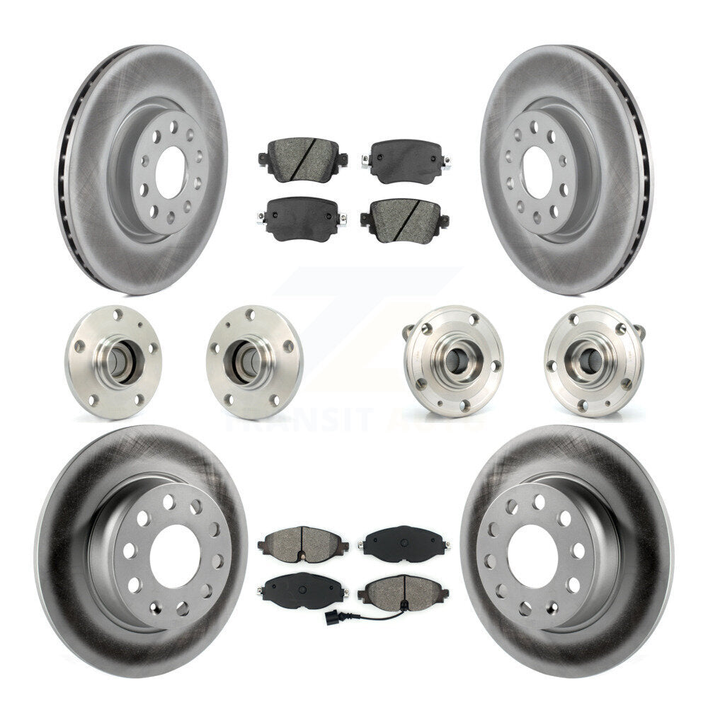 Hub Bearing Coated Brake Rotor & Pad Front Rear Kit (10Pc) For Volkswagen Passat