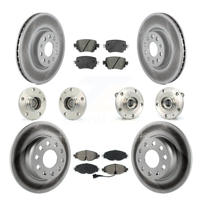 Hub Bearing Coated Brake Rotor & Pad Front Rear Kit (10Pc) For Volkswagen Passat