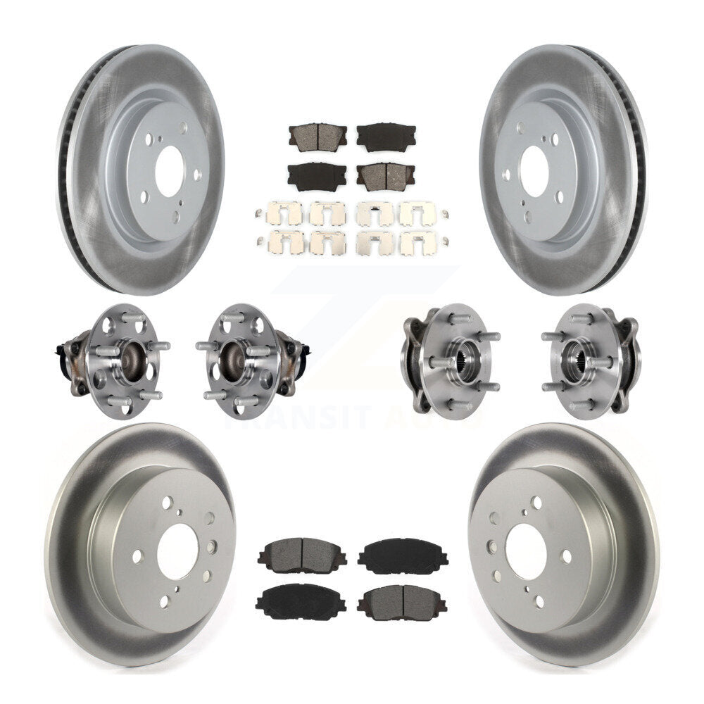 Hub Bearing Coated Disc Brake Rotor & Pad Front Rear Kit (10Pc) For Toyota Camry