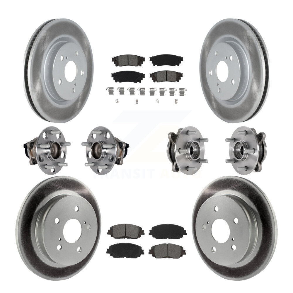 Hub Bearing Coated Disc Brake Rotor & Pad Front Rear Kit (10Pc) For Toyota Camry