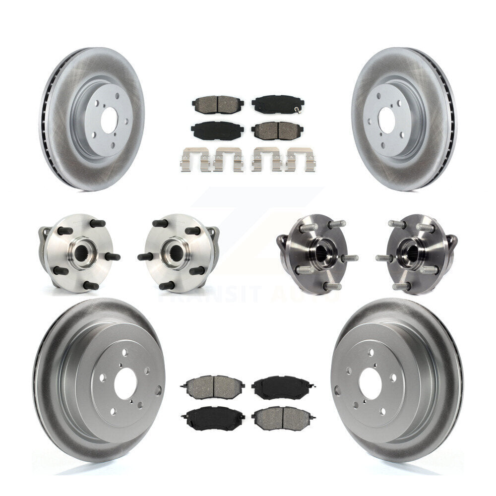 Hub Bearing Coated Brake Rotor & Pad Front Rear Kit (10Pc) For Subaru B9 Tribeca