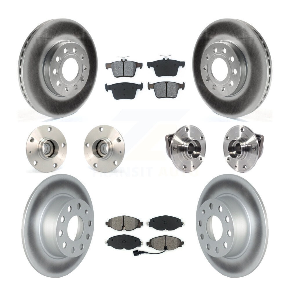 Hub Bearing Coat Brake Rotor Pad Front Rear Kit (10Pc) For Volkswagen Jetta 1.4L