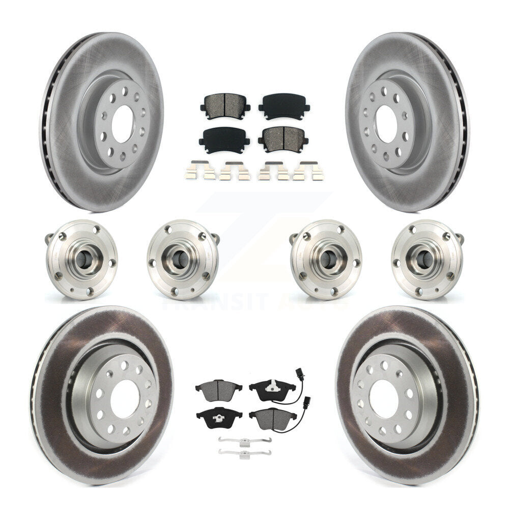 Hub Bearing Coated Disc Brake Rotor Pads Front Rear Kit (10Pc) For Volkswagen CC