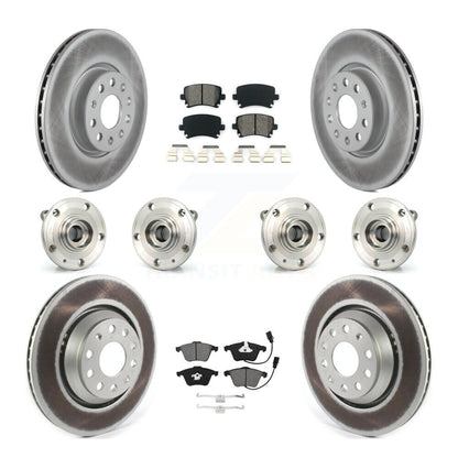 Hub Bearing Coated Disc Brake Rotor Pads Front Rear Kit (10Pc) For Volkswagen CC